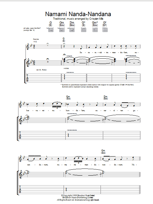 Download Kula Shaker Namami Nanda Nandana Sheet Music and learn how to play Guitar Tab PDF digital score in minutes
