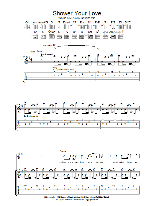 Download Kula Shaker Shower Your Love Sheet Music and learn how to play Lyrics & Chords PDF digital score in minutes