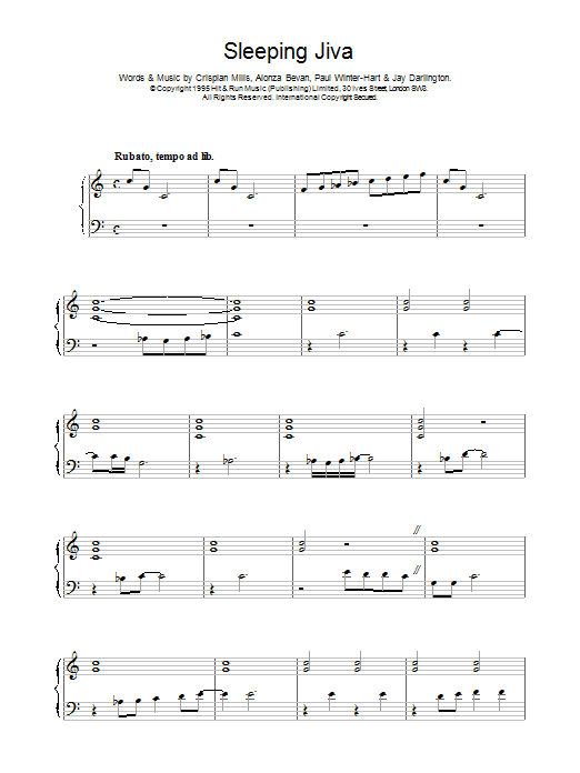 Download Kula Shaker Sleeping Jiva Sheet Music and learn how to play Piano, Vocal & Guitar (Right-Hand Melody) PDF digital score in minutes