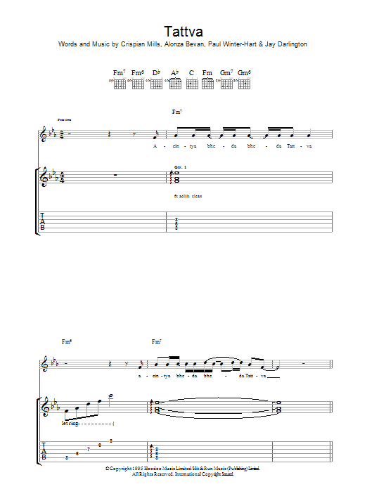 Download Kula Shaker Tattva Sheet Music and learn how to play Guitar Tab PDF digital score in minutes