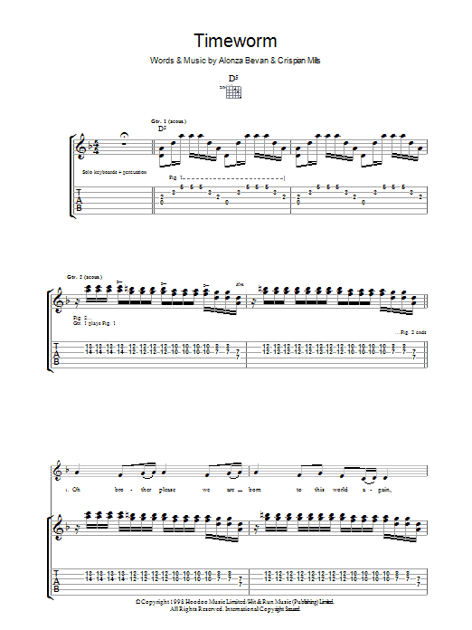Download Kula Shaker Timeworm Sheet Music and learn how to play Guitar Tab PDF digital score in minutes