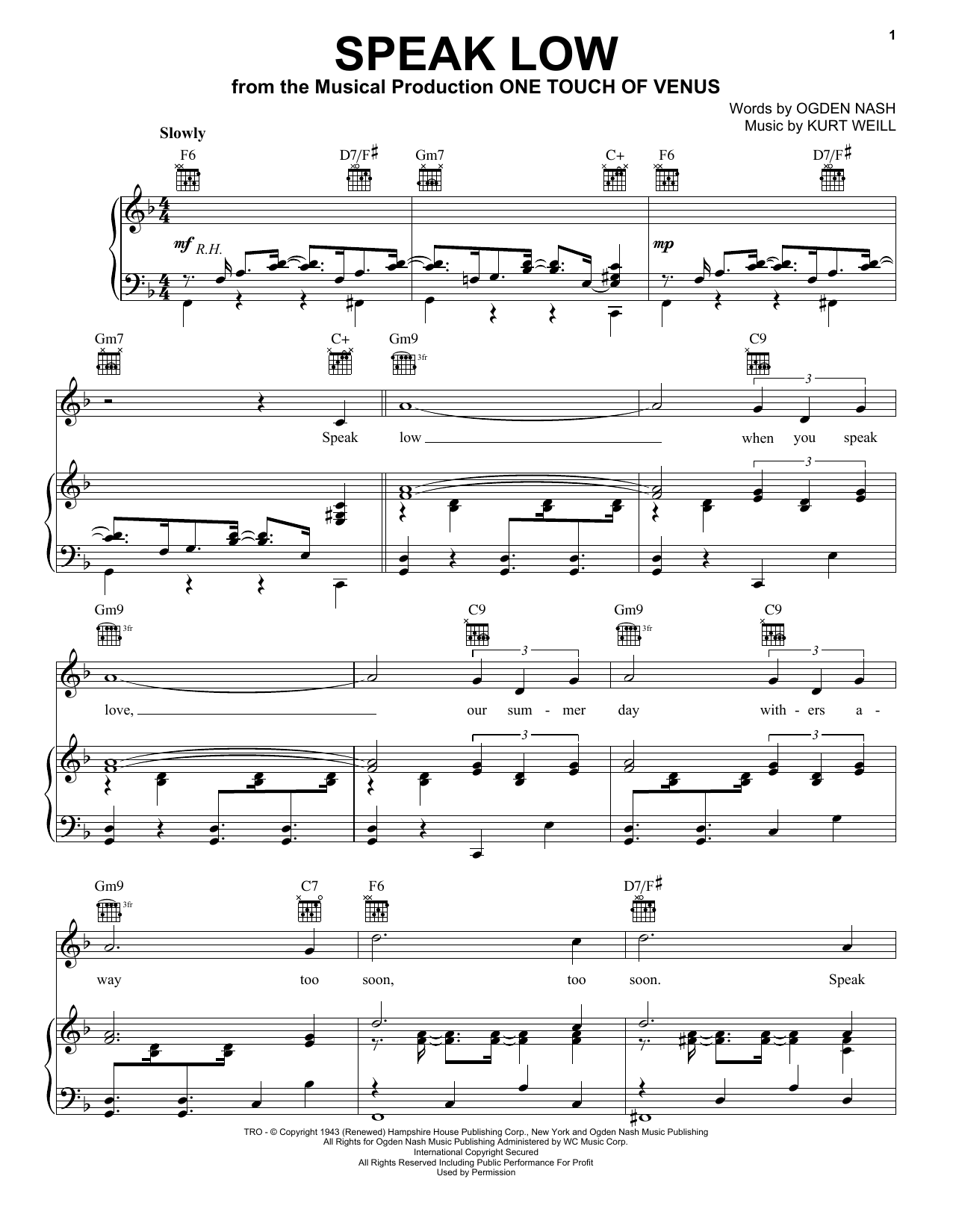 Download Kurt Weill Speak Low Sheet Music and learn how to play Guitar Tab PDF digital score in minutes