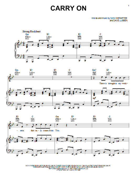 Download Kutless Carry On Sheet Music and learn how to play Piano, Vocal & Guitar (Right-Hand Melody) PDF digital score in minutes