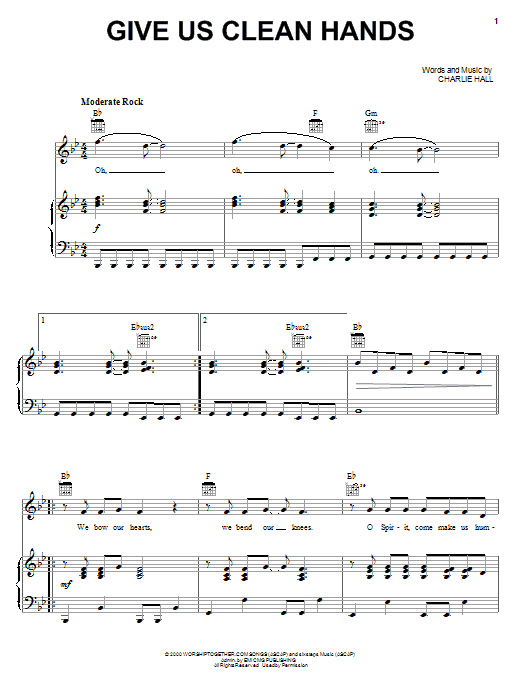 Download Kutless Give Us Clean Hands Sheet Music and learn how to play Piano, Vocal & Guitar (Right-Hand Melody) PDF digital score in minutes