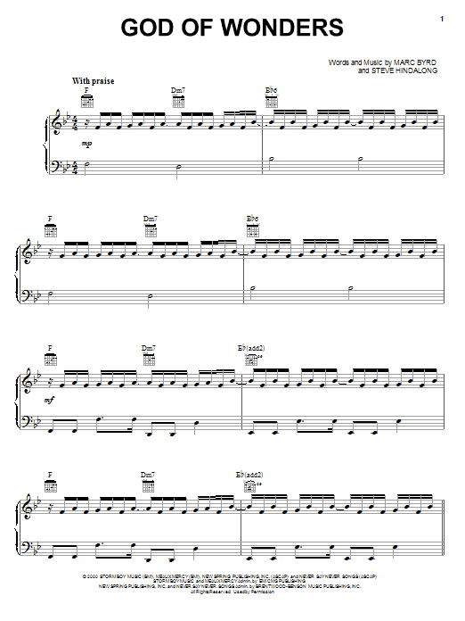 Download Kutless God Of Wonders Sheet Music and learn how to play Piano, Vocal & Guitar (Right-Hand Melody) PDF digital score in minutes