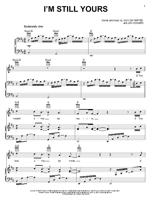 Download Kutless I'm Still Yours Sheet Music and learn how to play Piano, Vocal & Guitar (Right-Hand Melody) PDF digital score in minutes