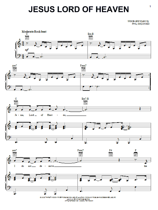 Download Kutless Jesus Lord Of Heaven Sheet Music and learn how to play Piano, Vocal & Guitar (Right-Hand Melody) PDF digital score in minutes
