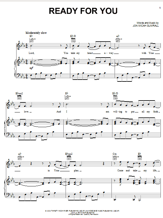 Download Kutless Ready For You Sheet Music and learn how to play Piano, Vocal & Guitar (Right-Hand Melody) PDF digital score in minutes