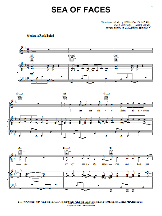 Download Kutless Sea Of Faces Sheet Music and learn how to play Melody Line, Lyrics & Chords PDF digital score in minutes