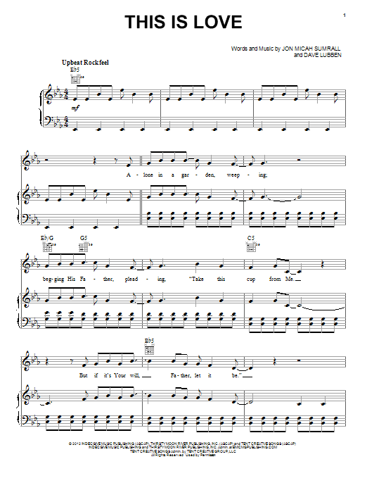 Download Kutless This Is Love Sheet Music and learn how to play Piano, Vocal & Guitar (Right-Hand Melody) PDF digital score in minutes