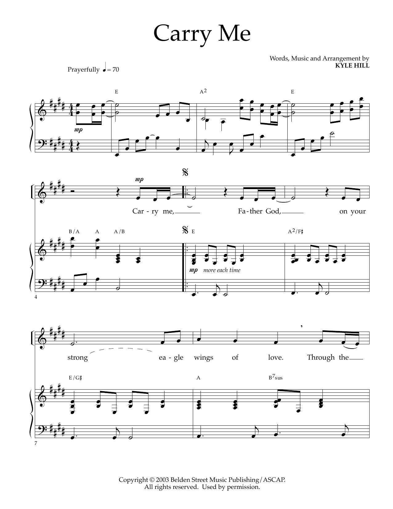 Download Kyle Hill Carry Me Sheet Music and learn how to play SATB Choir PDF digital score in minutes