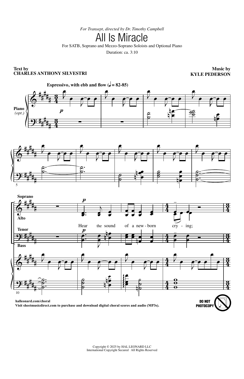 Download Kyle Pederson All Is Miracle Sheet Music and learn how to play SATB Choir PDF digital score in minutes