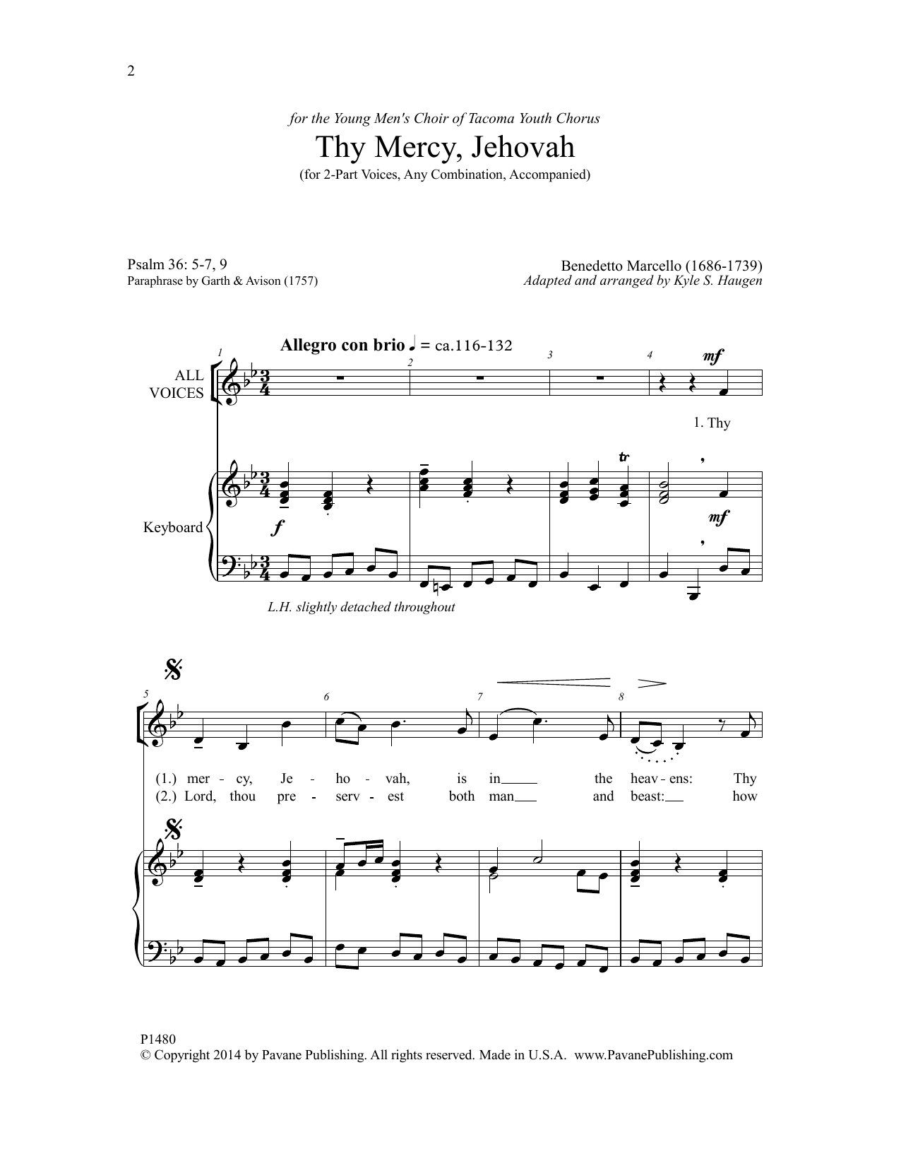 Download Kyle S. Haugen Thy Mercy, Jehovah Sheet Music and learn how to play 2-Part Choir PDF digital score in minutes