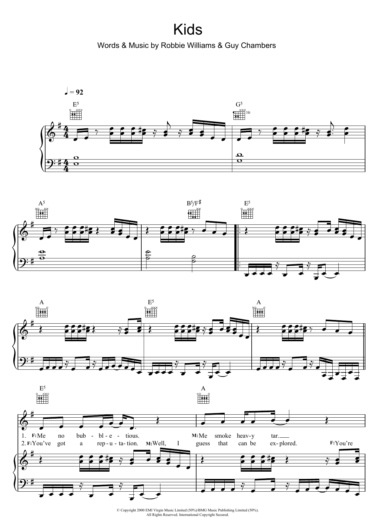 Download Kylie Minogue Kids Sheet Music and learn how to play Piano, Vocal & Guitar PDF digital score in minutes