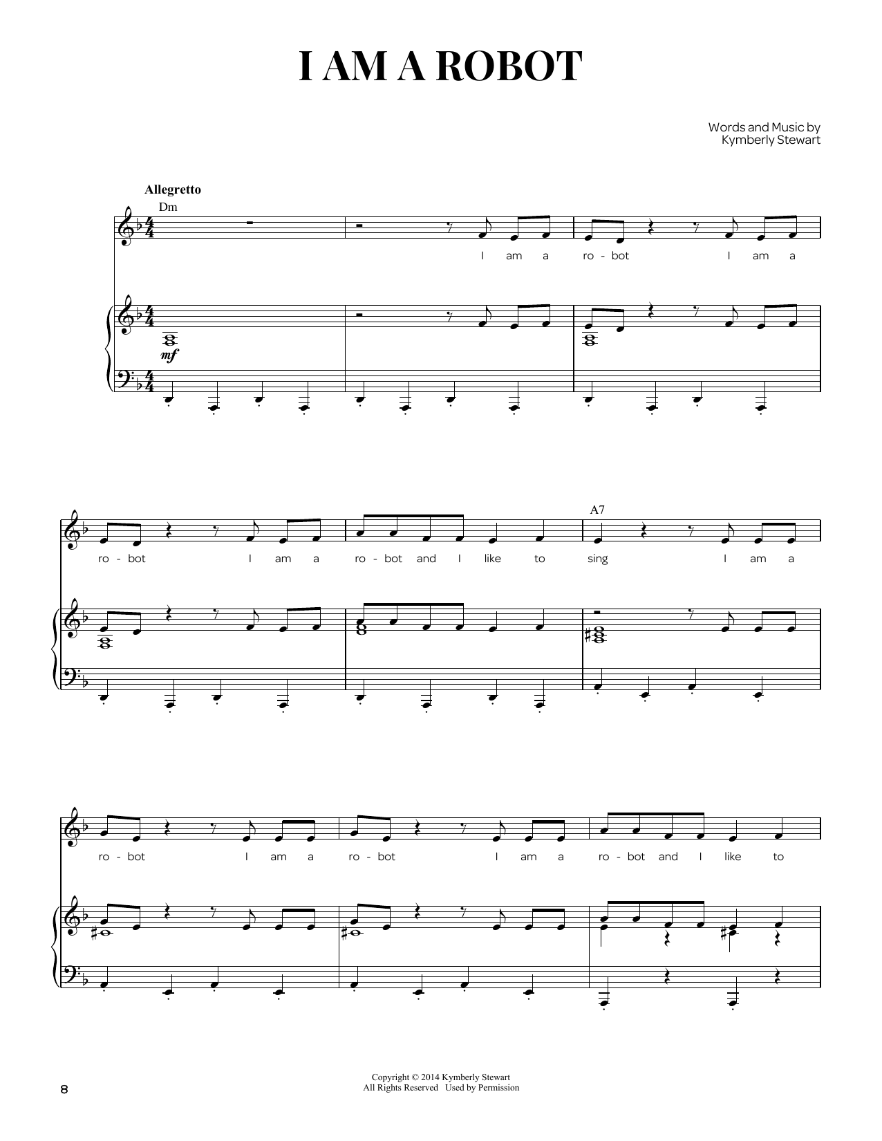 Download Kymberly Stewart I Am A Robot Sheet Music and learn how to play Piano & Vocal PDF digital score in minutes