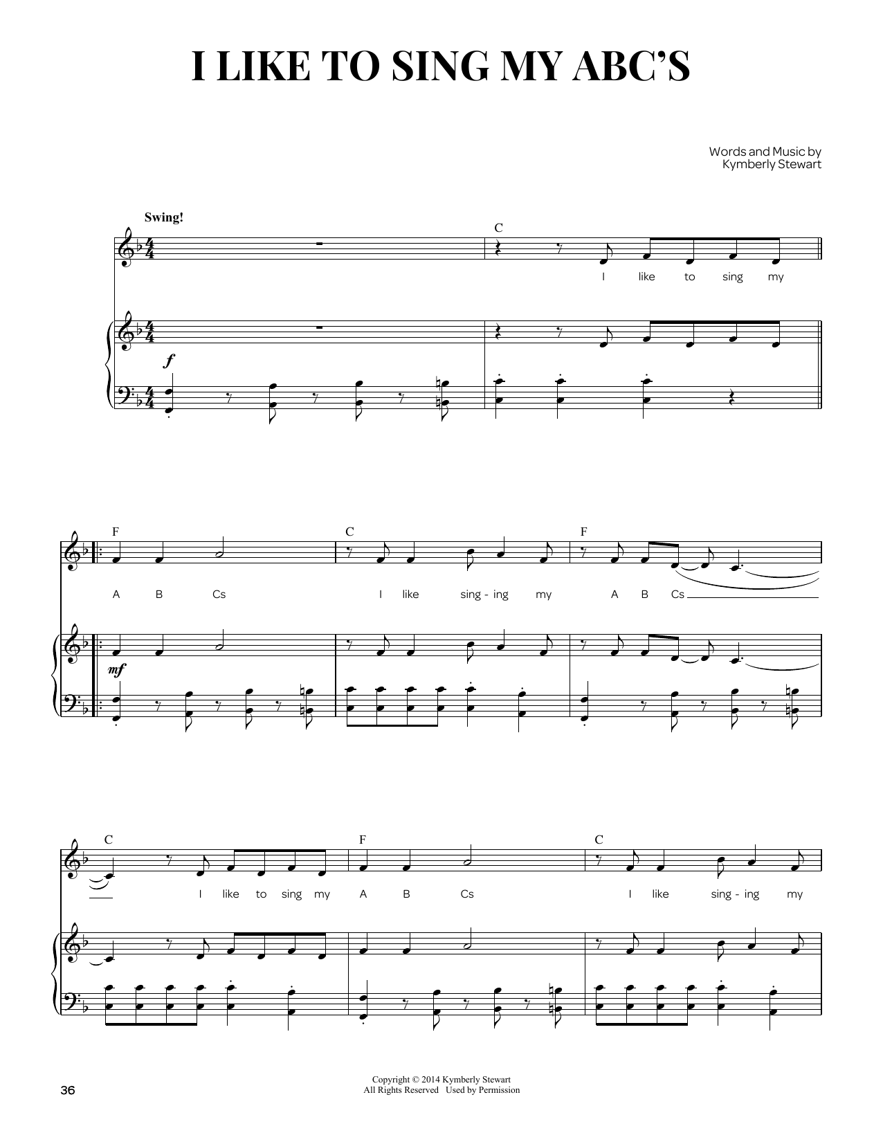 Download Kymberly Stewart I Like To Sing My ABC's Sheet Music and learn how to play Piano & Vocal PDF digital score in minutes