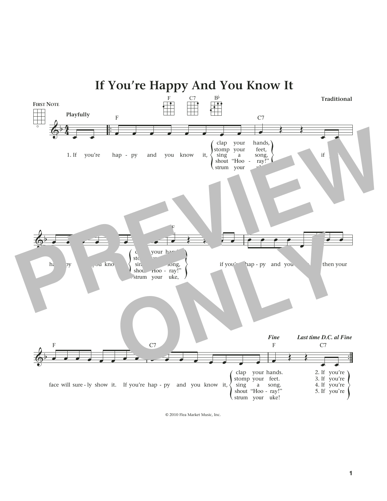 Download L. Smith If You're Happy And You Know It Sheet Music and learn how to play Ukulele PDF digital score in minutes