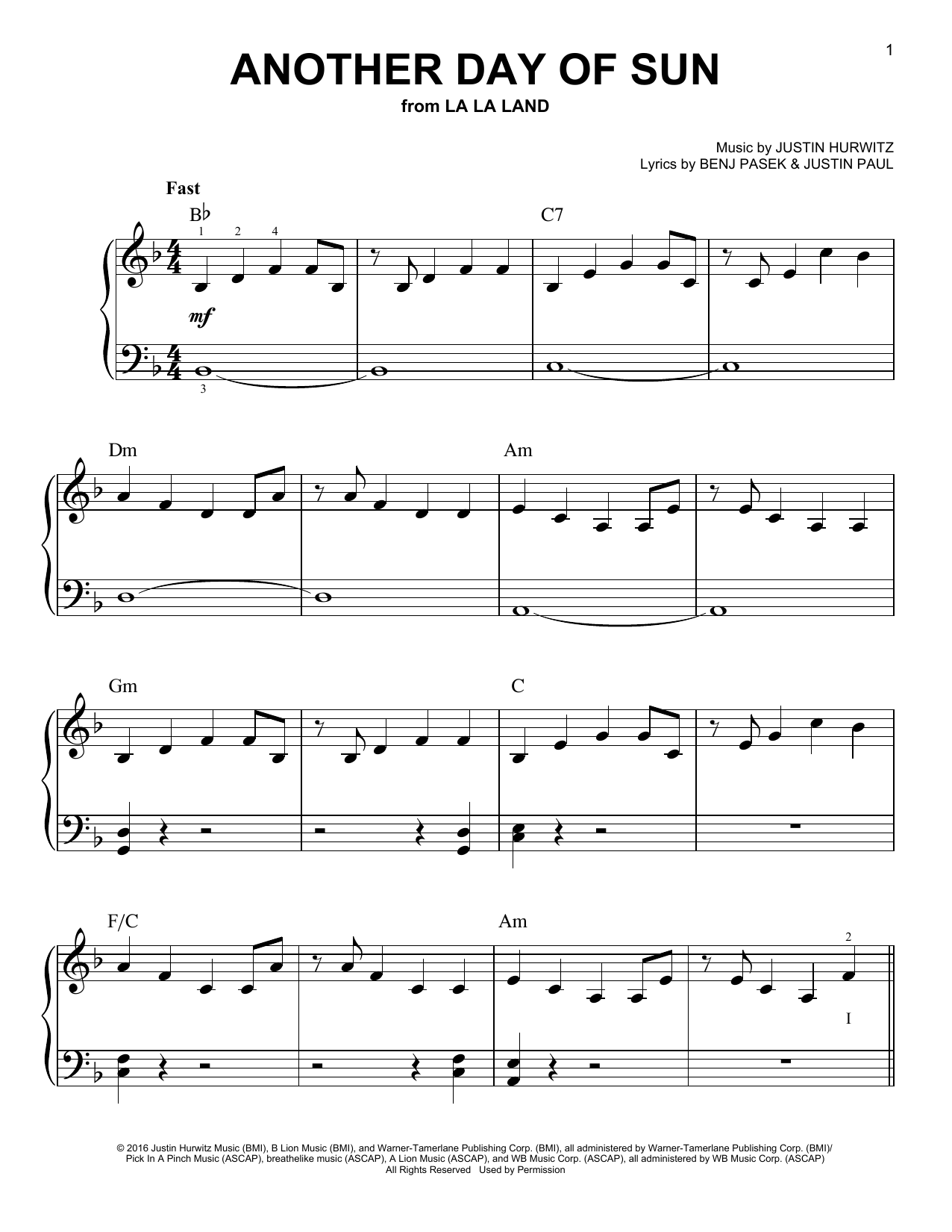 Download La La Land Cast Another Day Of Sun Sheet Music and learn how to play Piano Duet PDF digital score in minutes