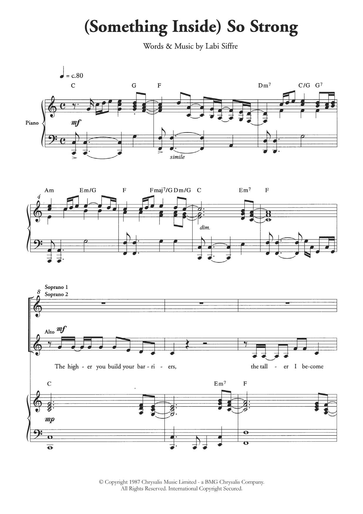Download Labi Siffre (Something Inside) So Strong (arr. Berty Rice) Sheet Music and learn how to play SSA PDF digital score in minutes