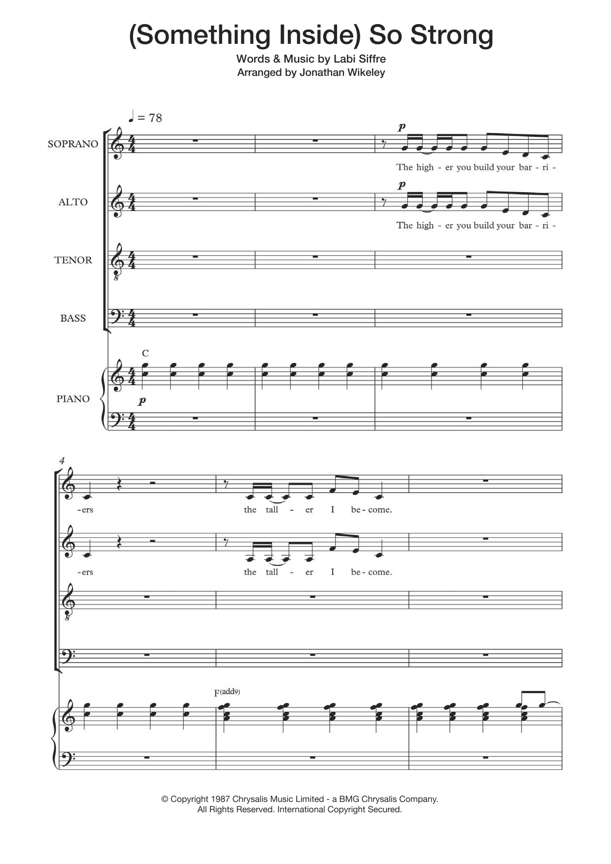 Download Labi Siffre (Something Inside) So Strong (arr. Jonathan Wikeley) Sheet Music and learn how to play SATB PDF digital score in minutes