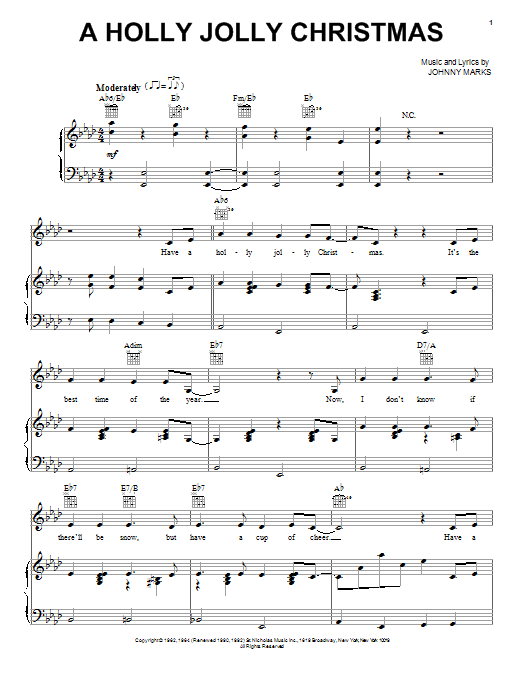 Download Lady Antebellum A Holly Jolly Christmas Sheet Music and learn how to play Piano, Vocal & Guitar (Right-Hand Melody) PDF digital score in minutes