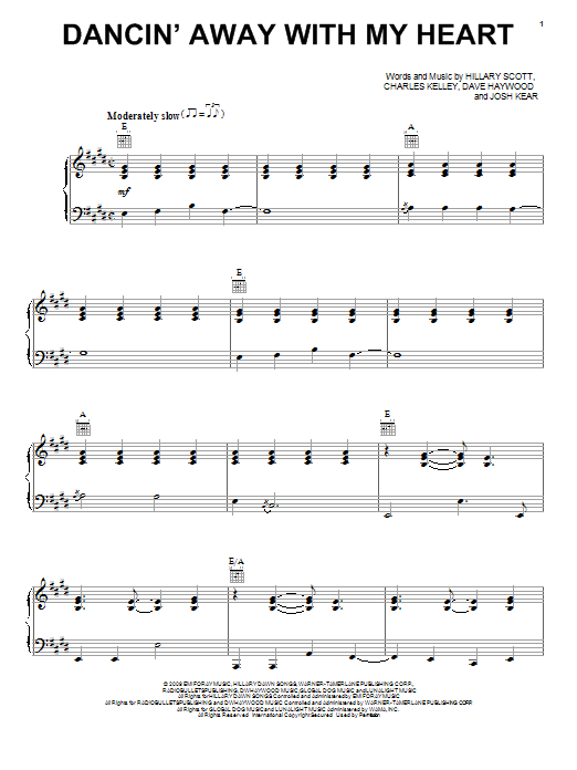 Download Lady Antebellum Dancin' Away With My Heart Sheet Music and learn how to play Piano, Vocal & Guitar (Right-Hand Melody) PDF digital score in minutes