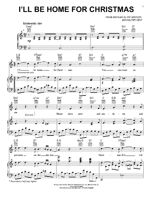 Download Lady Antebellum I'll Be Home For Christmas Sheet Music and learn how to play Piano, Vocal & Guitar (Right-Hand Melody) PDF digital score in minutes