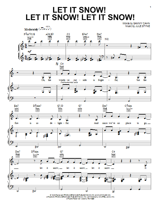 Download Lady Antebellum Let It Snow! Let It Snow! Let It Snow! Sheet Music and learn how to play Piano, Vocal & Guitar (Right-Hand Melody) PDF digital score in minutes