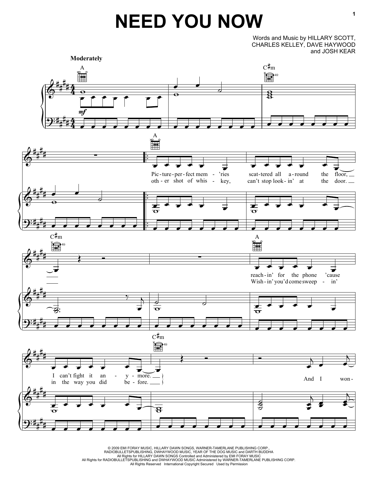 Download Lady Antebellum Need You Now Sheet Music and learn how to play Viola PDF digital score in minutes
