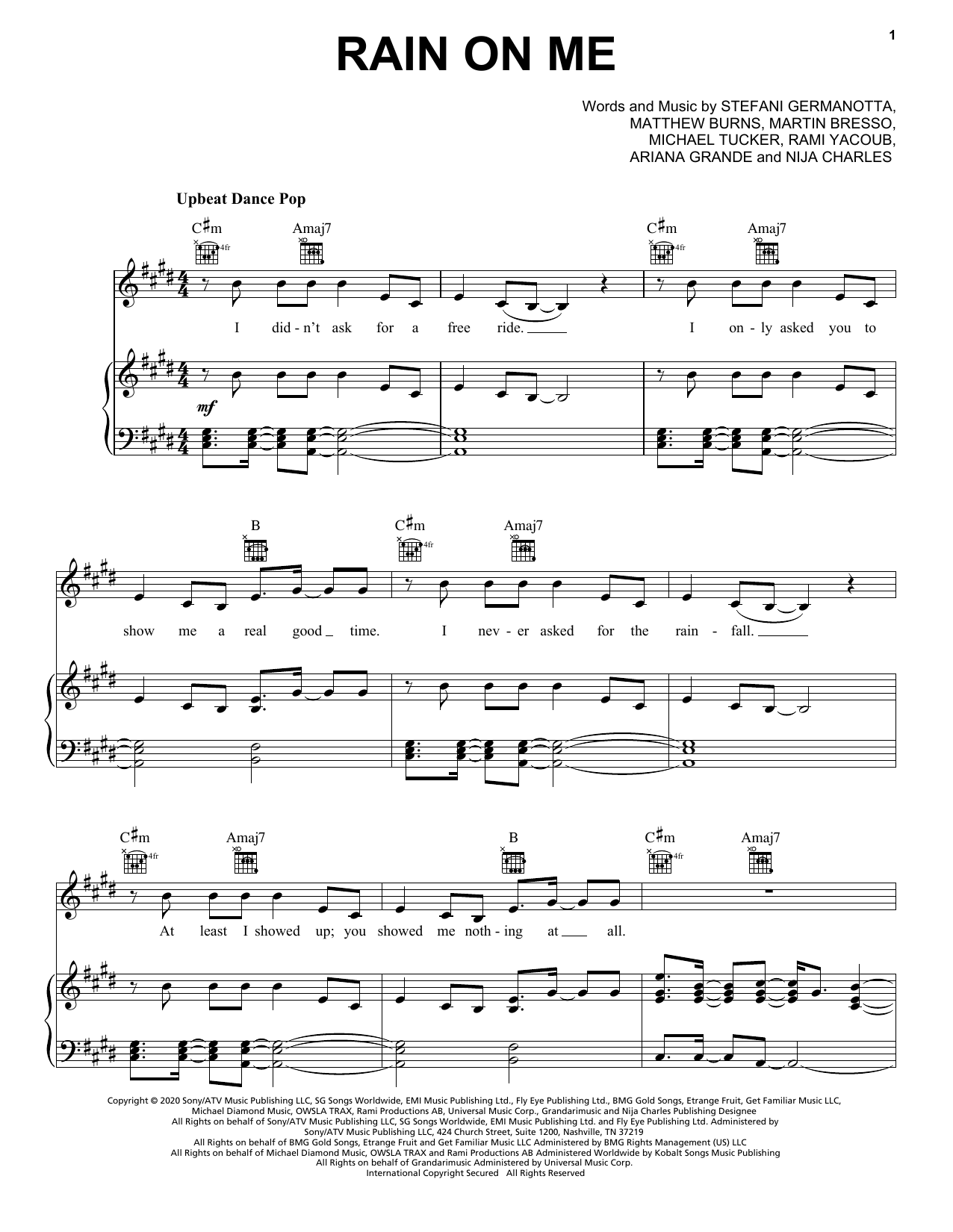 Download Lady Gaga & Ariana Grande Rain On Me Sheet Music and learn how to play Easy Piano PDF digital score in minutes