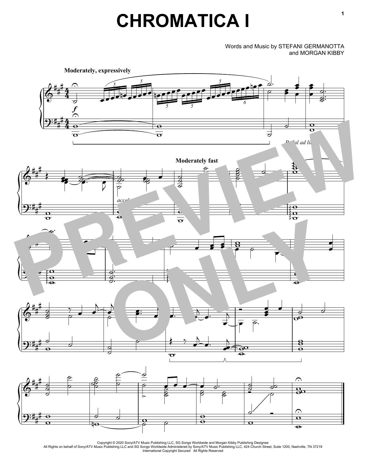 Download Lady Gaga Chromatica I Sheet Music and learn how to play Piano, Vocal & Guitar Chords (Right-Hand Melody) PDF digital score in minutes