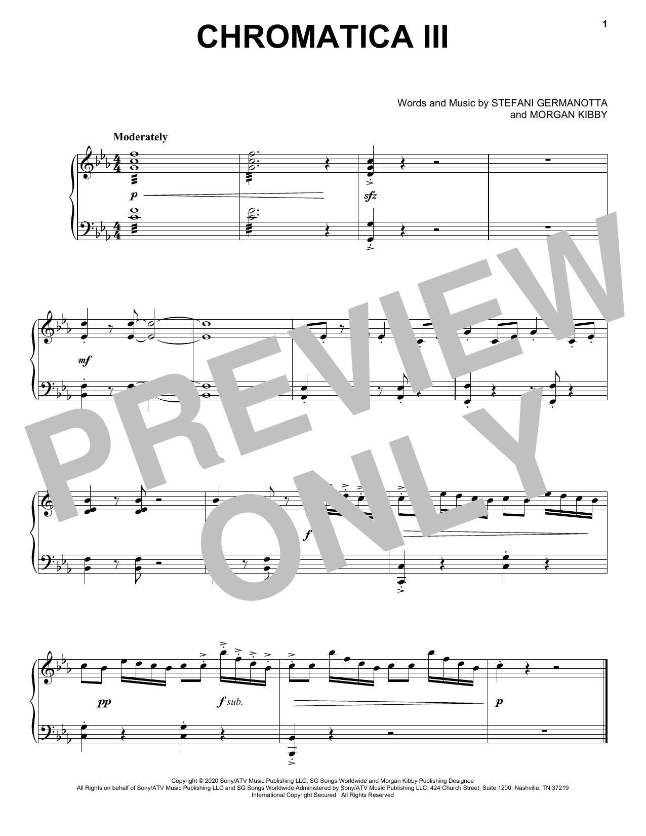 Download Lady Gaga Chromatica III Sheet Music and learn how to play Piano, Vocal & Guitar Chords (Right-Hand Melody) PDF digital score in minutes