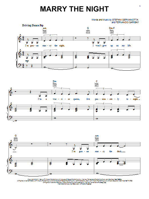 Download Lady Gaga Marry The Night Sheet Music and learn how to play Beginner Piano PDF digital score in minutes