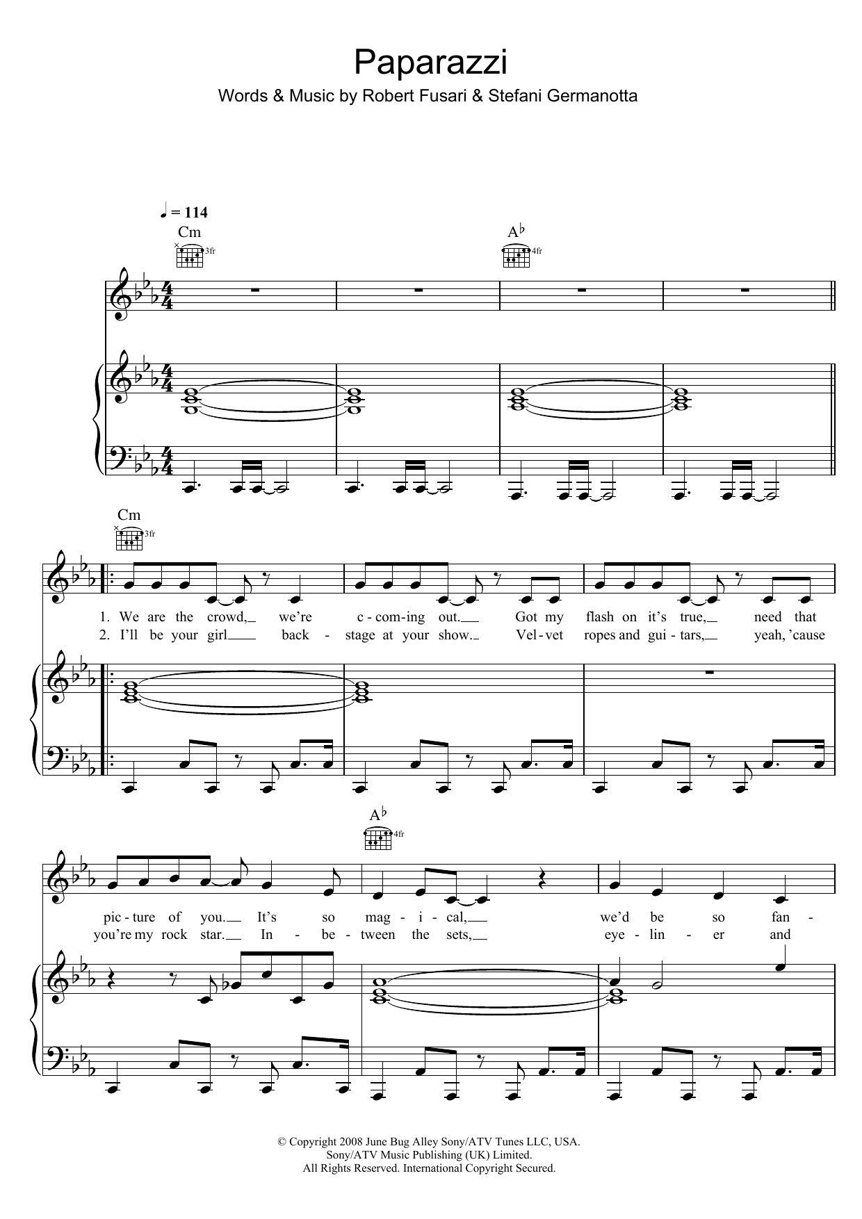 Download Lady GaGa Paparazzi Sheet Music and learn how to play Voice PDF digital score in minutes