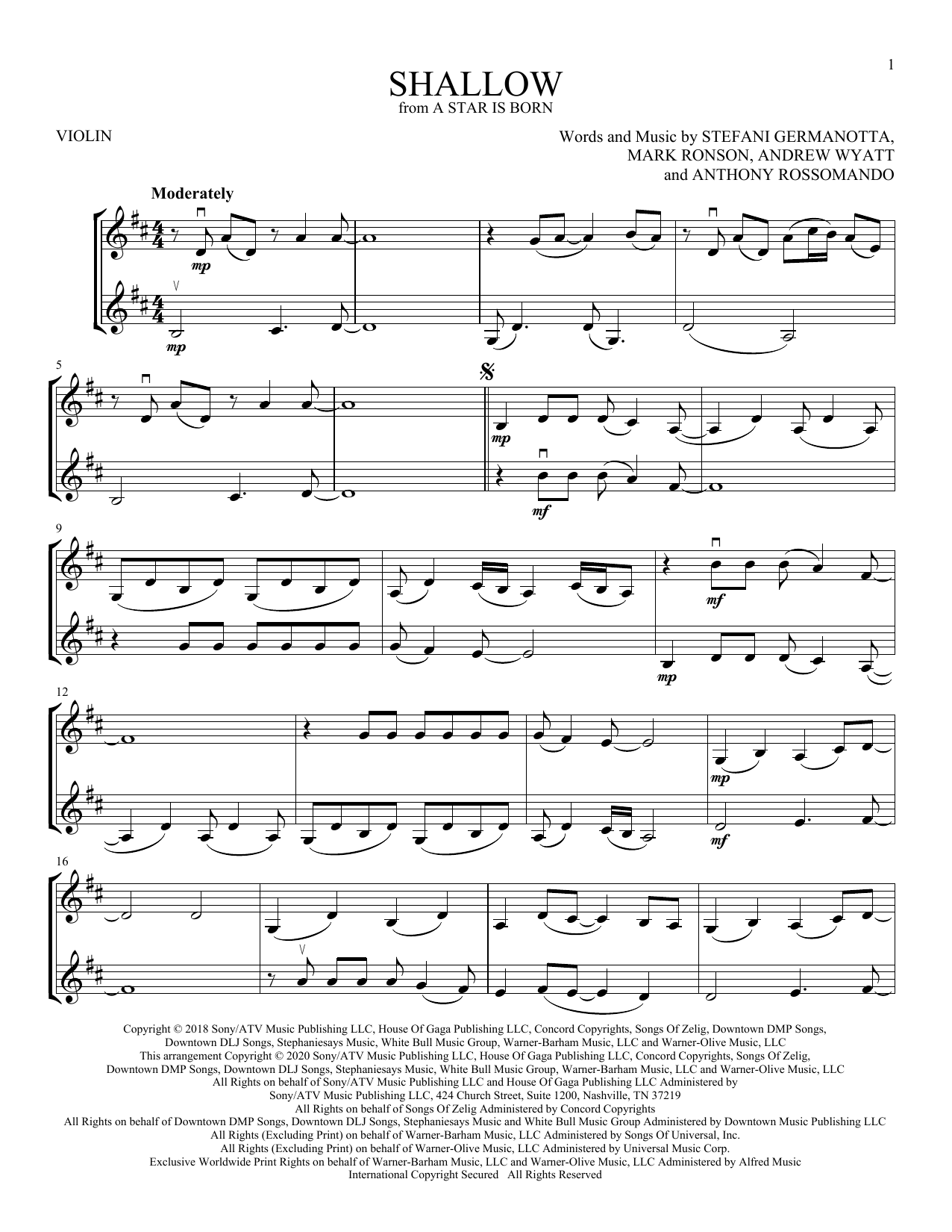 Download Lady Gaga Shallow (from A Star Is Born) Sheet Music and learn how to play Alto Sax Solo PDF digital score in minutes