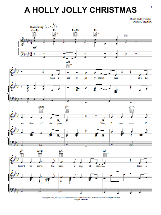 have a holly jolly christmas piano sheet music pdf