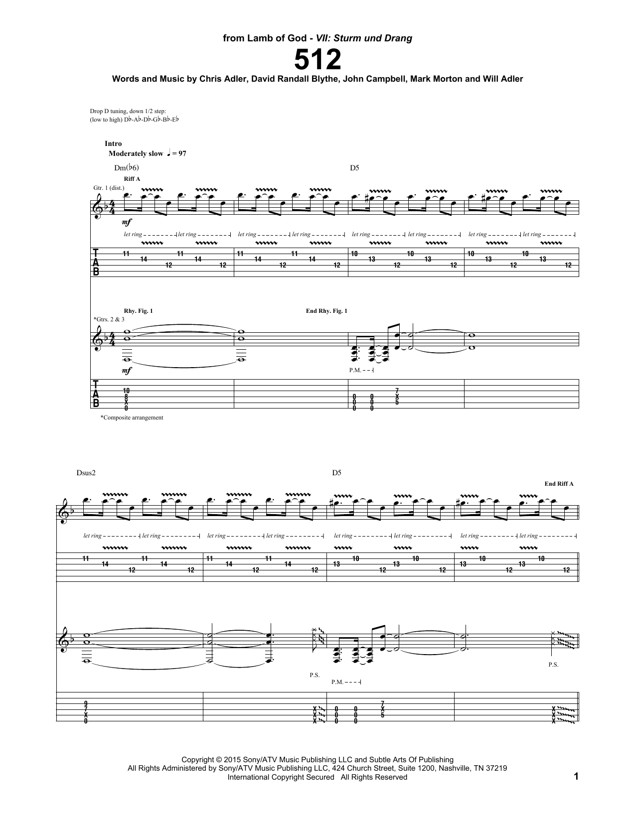 Download Lamb of God 512 Sheet Music and learn how to play Guitar Tab PDF digital score in minutes