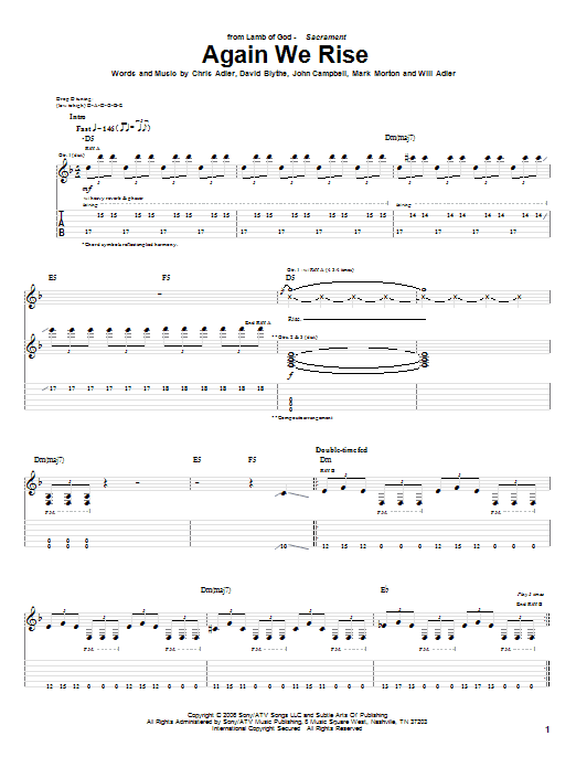 Download Lamb of God Again We Rise Sheet Music and learn how to play Guitar Tab PDF digital score in minutes
