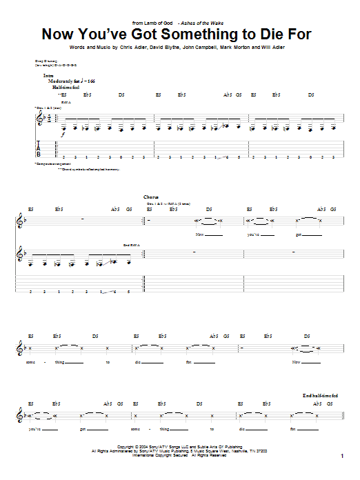 Download Lamb of God Now You've Got Something To Die For Sheet Music and learn how to play Guitar Tab PDF digital score in minutes