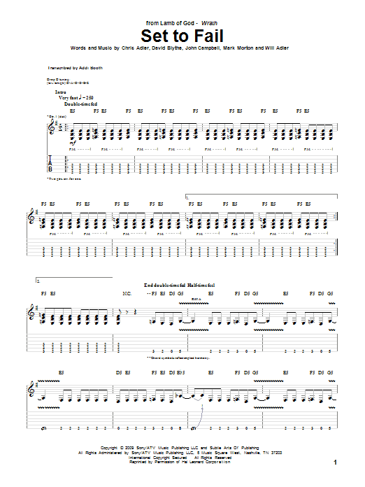 Download Lamb Of God Set To Fail Sheet Music and learn how to play Guitar Tab PDF digital score in minutes