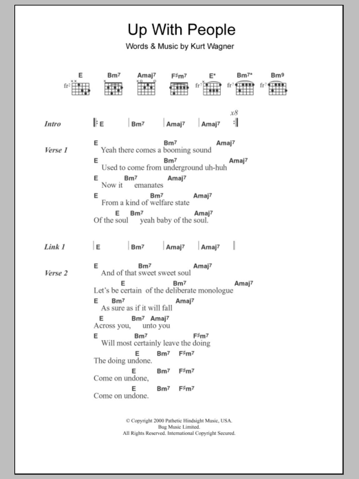 Download Lambchop Up With People Sheet Music and learn how to play Lyrics & Chords PDF digital score in minutes