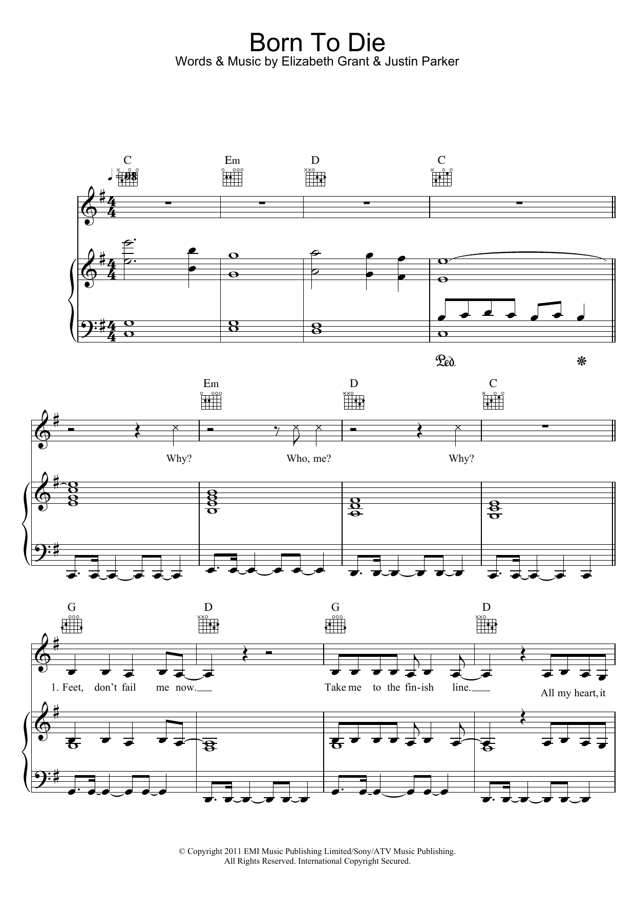Download Lana Del Rey Born To Die Sheet Music and learn how to play Violin PDF digital score in minutes