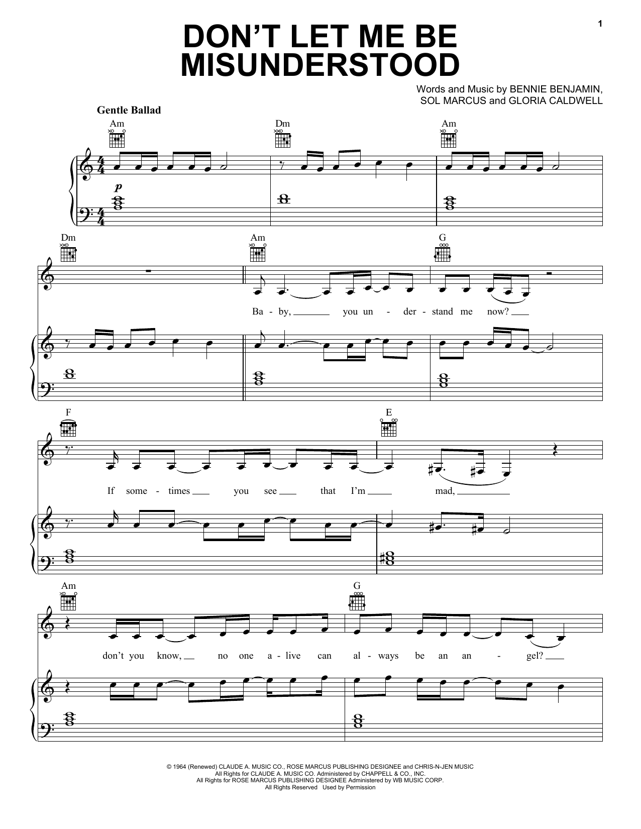 Download Lana Del Rey Don't Let Me Be Misunderstood Sheet Music and learn how to play Piano, Vocal & Guitar (Right-Hand Melody) PDF digital score in minutes