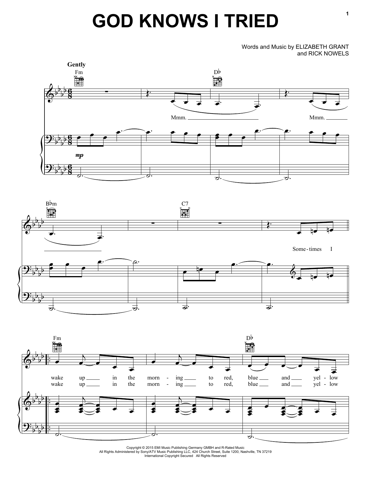 Download Lana Del Rey God Knows I Tried Sheet Music and learn how to play Piano, Vocal & Guitar (Right-Hand Melody) PDF digital score in minutes