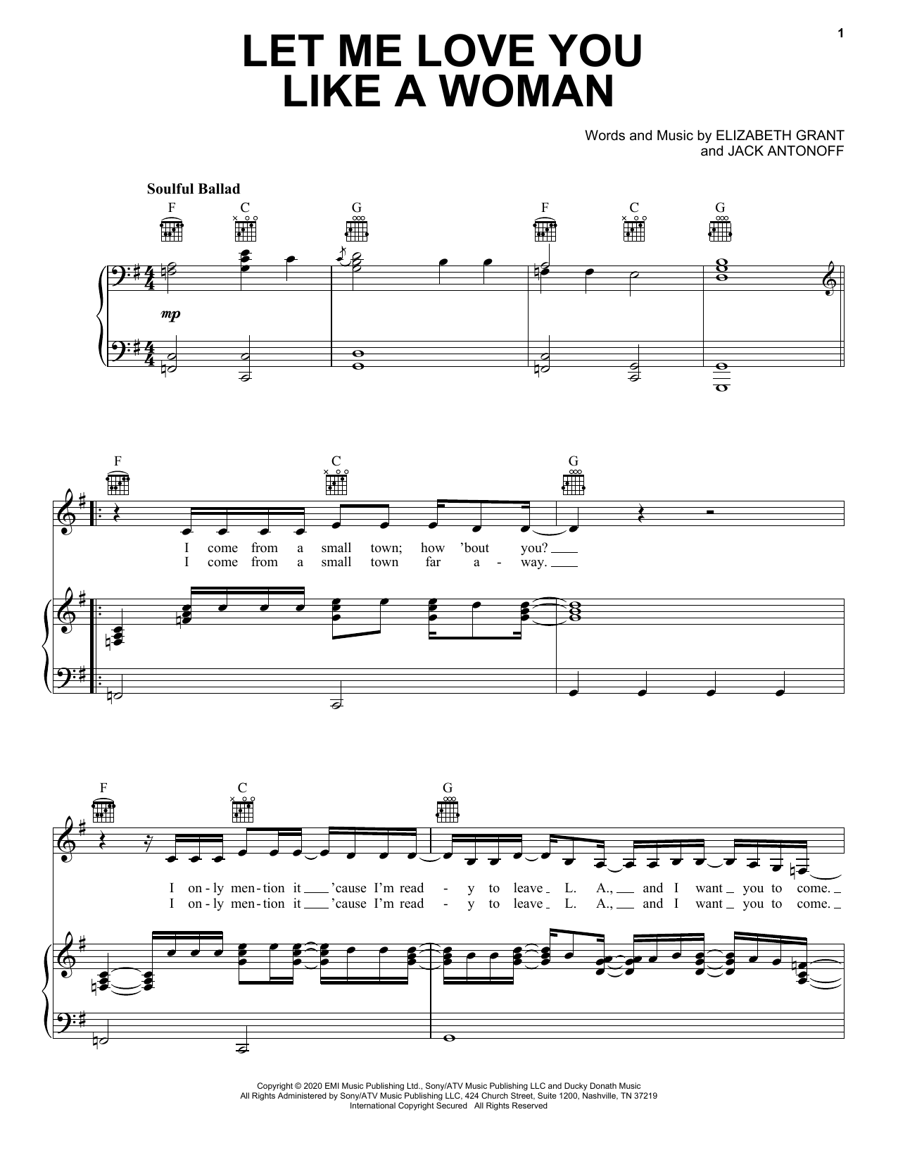 Download Lana Del Rey Let Me Love You Like A Woman Sheet Music and learn how to play Piano, Vocal & Guitar Chords (Right-Hand Melody) PDF digital score in minutes