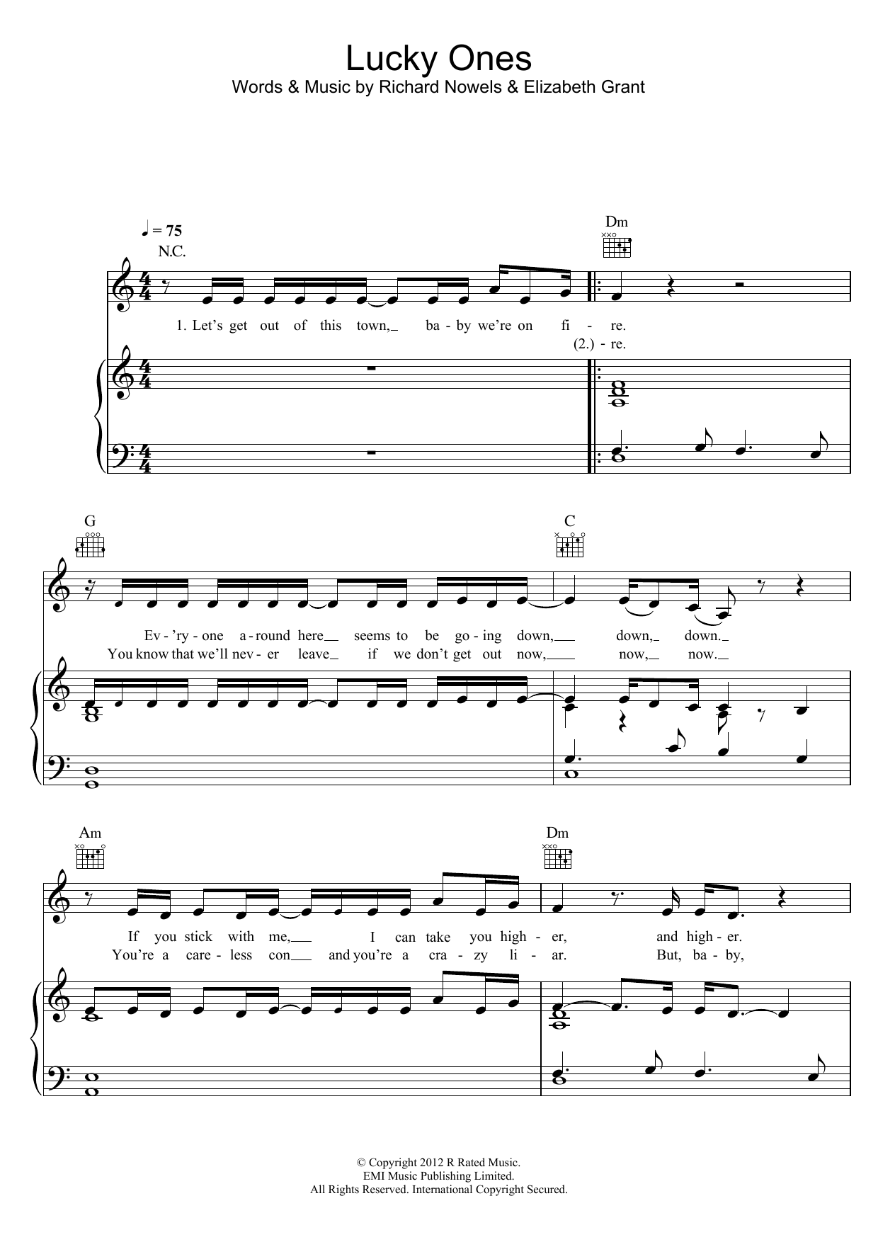 Download Lana Del Rey Lucky Ones Sheet Music and learn how to play Piano, Vocal & Guitar (Right-Hand Melody) PDF digital score in minutes