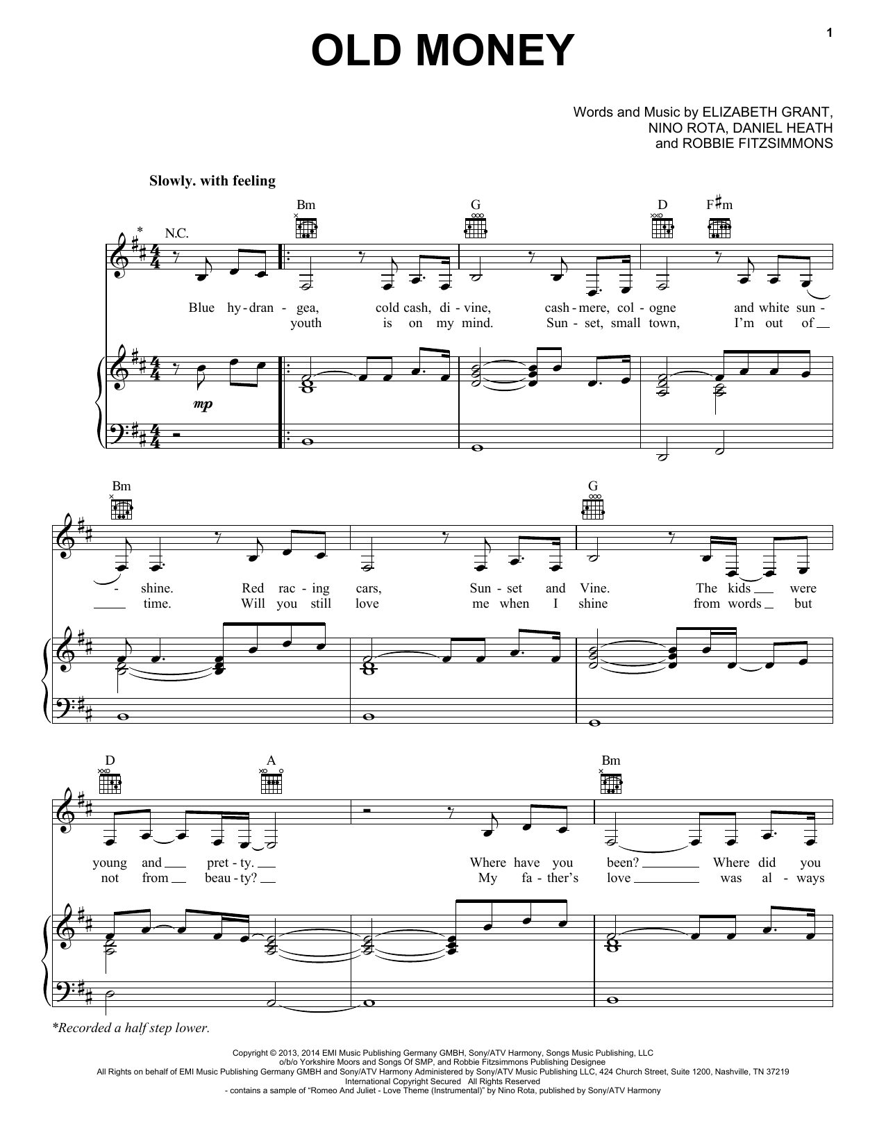 Download Lana Del Rey Old Money Sheet Music and learn how to play Piano, Vocal & Guitar (Right-Hand Melody) PDF digital score in minutes