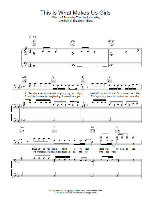Download Lana Del Rey This Is What Makes Us Girls Sheet Music and learn how to play Piano, Vocal & Guitar (Right-Hand Melody) PDF digital score in minutes