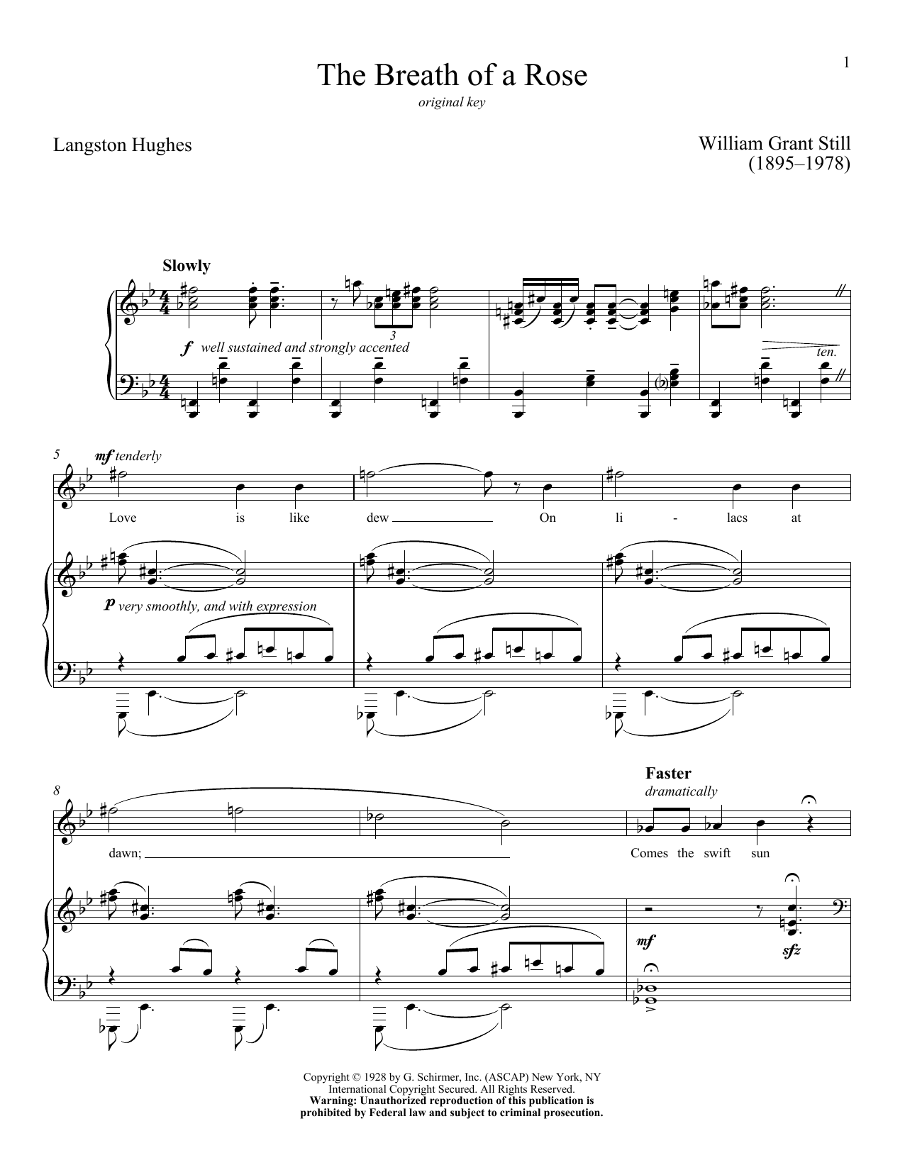 Download Langston Hughes The Breath Of A Rose Sheet Music and learn how to play Piano & Vocal PDF digital score in minutes