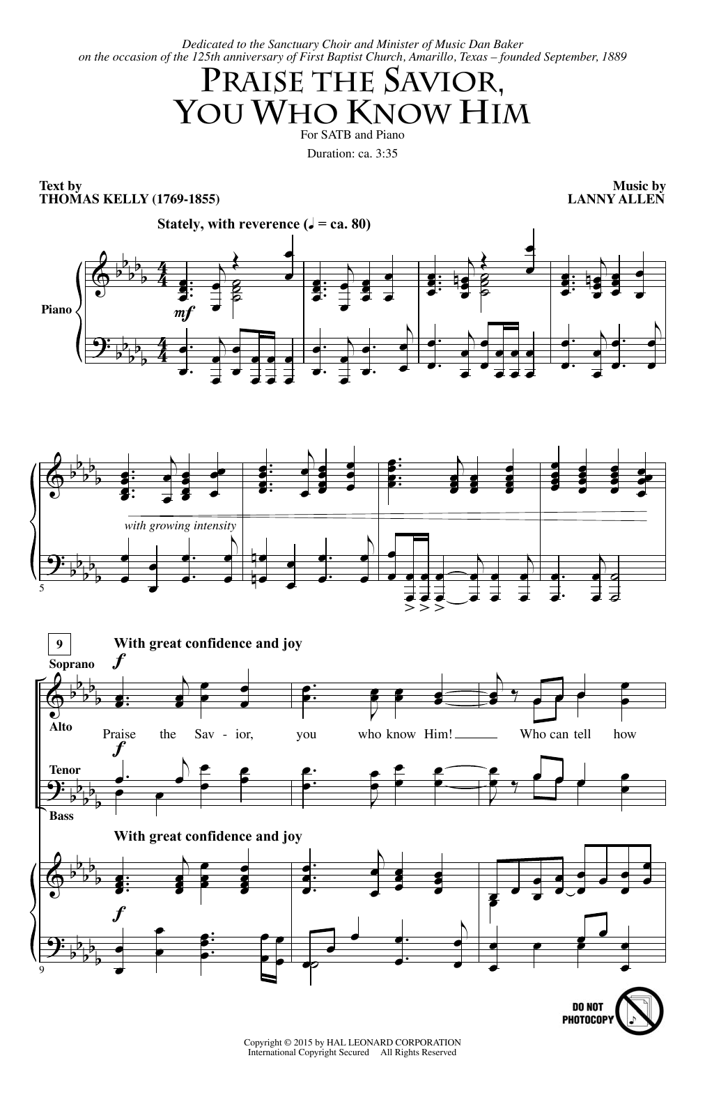 Download Lanny Allen Praise The Savior, You Who Know Him Sheet Music and learn how to play SATB PDF digital score in minutes